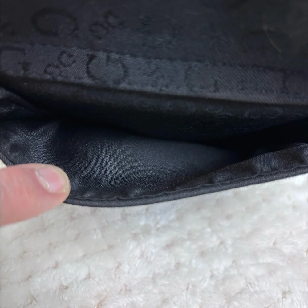 Guess Black Monogram Canvas Crossbody w/Silvertone Logo Buckle